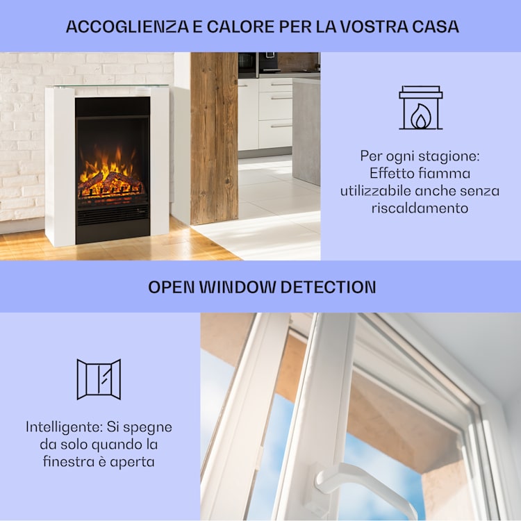 Studio 5 Camino elettrico 900/1800 W Telecomando Bianco