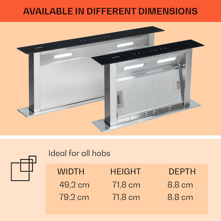 Royal Flush Downdraft Cooker Extractor Hood 430 m³ / h 60 cm 60