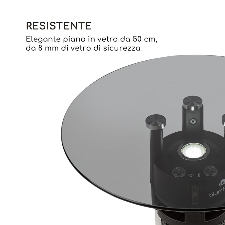 Primal Heat 65 Tavolo Bistrò Elemento Riscaldante Carbonio IR 1200 W LED 65 cm Vetro 