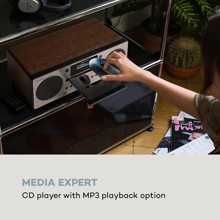 Harvard Micro stereo-installatie DAB+ FM tuner BT CD speler USB oplader Walnoot
