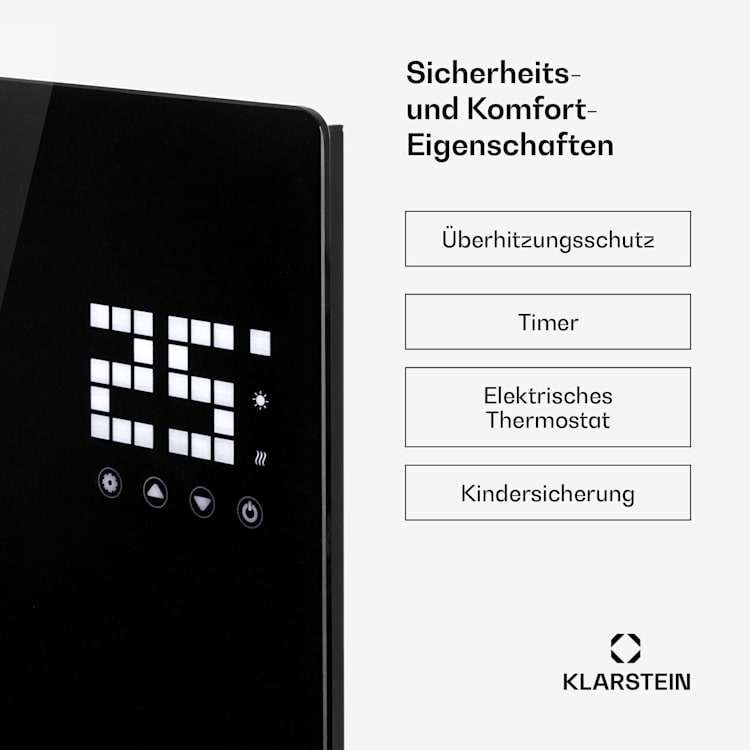 Bornholm Single Konvektions-Heizgerät Thermostat Timer 1000W 70m²  Schwarz