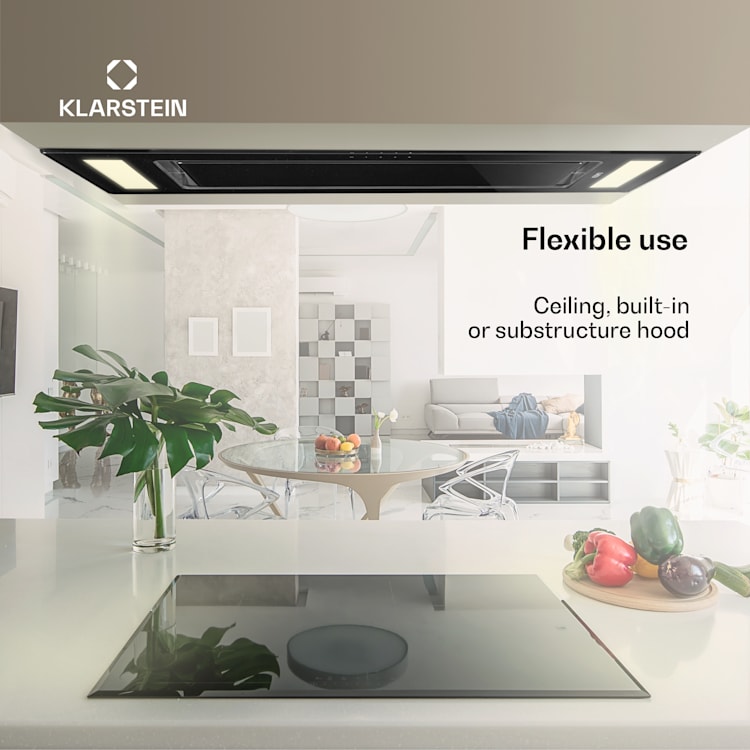 Remy ceiling hood 90 cm 619 m³/h 230W 3 levels remote control Without replacement filter | Black