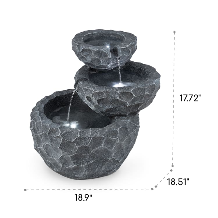 Murach Fontana con Cascata a Batteria 2 kW Pannello Solare 3 LED 