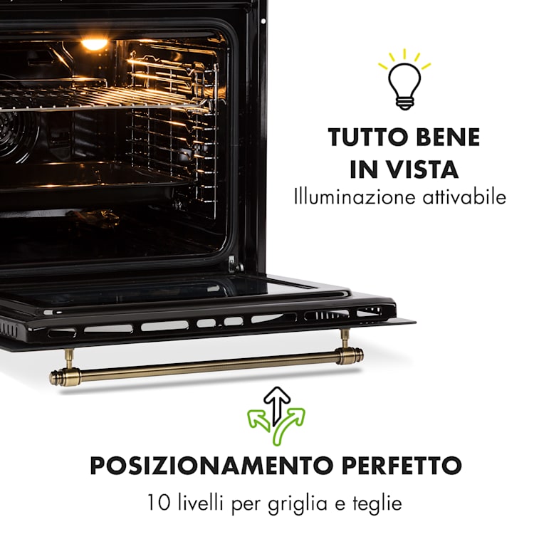 Victoria Forno da Incasso Design Retrò 9 Funzioni  50-250°C Nero Nero