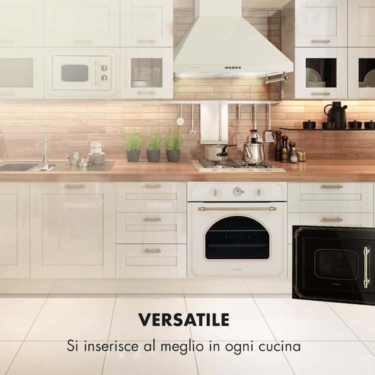 Victoria 20 Microonde ad Incasso, 20 l, 800 W, Grill: 1000 W, Avorio Crema vintage