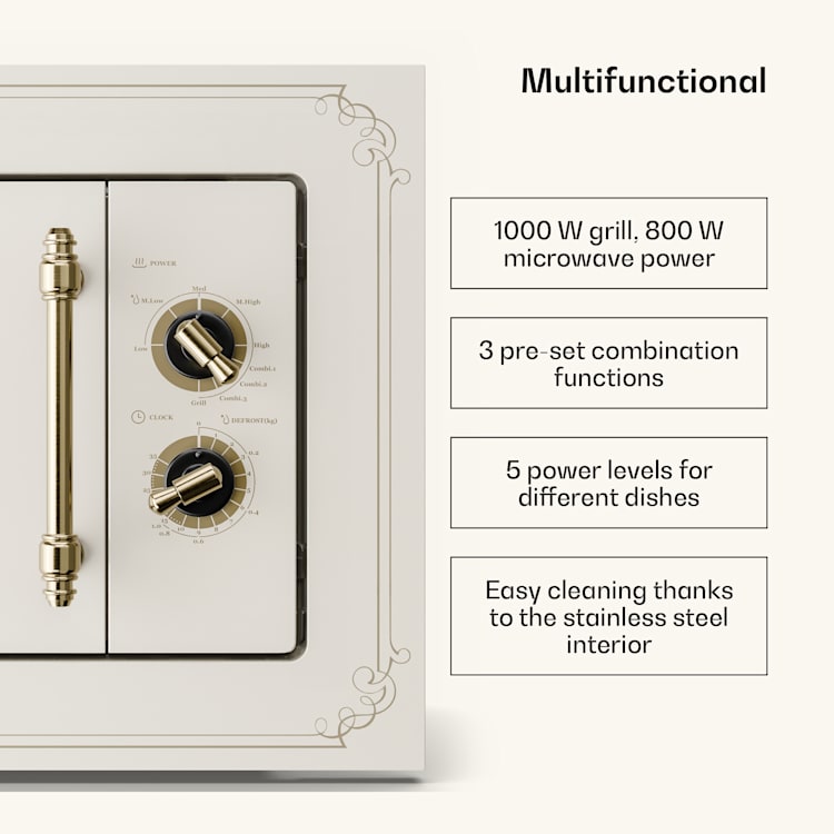 Victoria 20 built-in microwave, 20 l, 800 W, grill: 1000 W, ivory Vintage Cream
