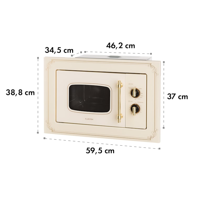 Victoria 20 Einbau-Mikrowelle, 20 l, 800 W, Grill: 1000 W, elfenbein Vintage-Creme