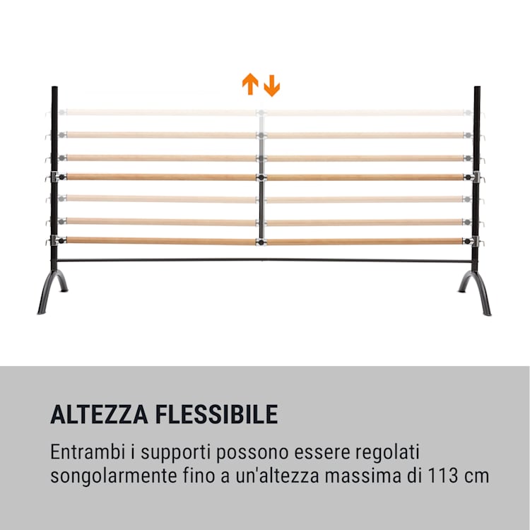Barre Anna Sbarra da Balletto, Indipendente, 220 x 113 cm, 2 x 38mm Ø 220 | Nero