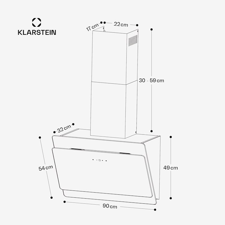 Aurica 90 Dunstabzugshaube 90cm 600 m³/h LED Touch Glas weiß 
