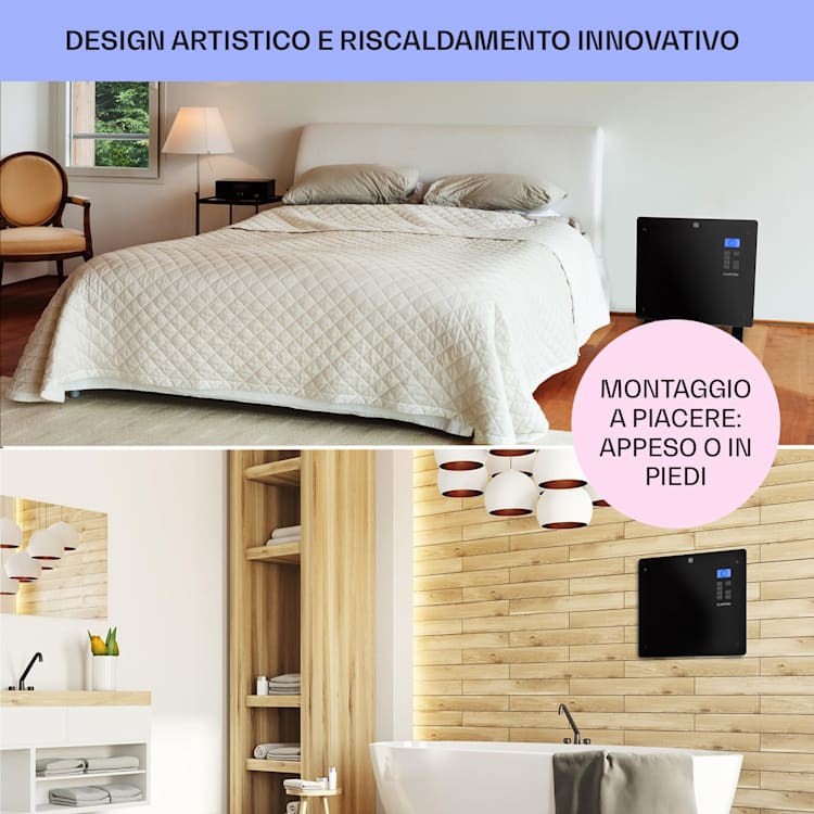 Norderney Termoconvettore Termostato Timer 1000W 20m² nero 1000 W | Nero