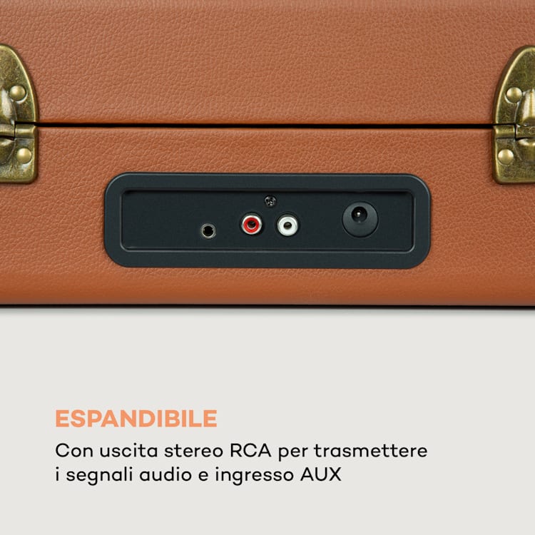 Giradischi BT USB auna Jerry Lee BT registrazione e riproduzione marrone 