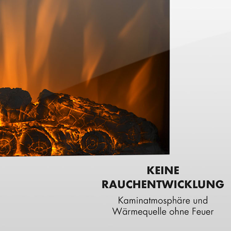 Lausanne Vertical Elektrischer Kamin 1000 oder 2000W Feuerillusion Weißes Glas
