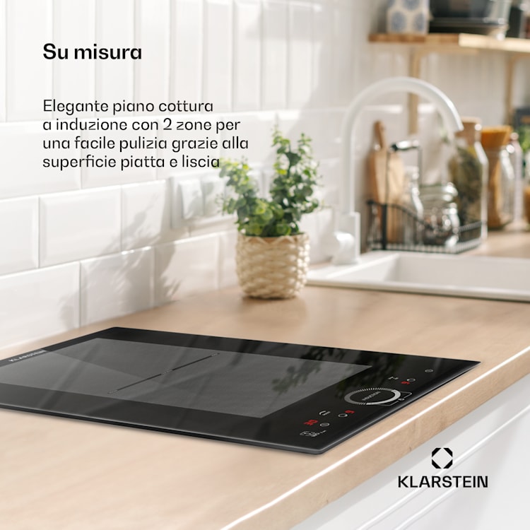 Delicatessa Slim Domino Piano cottura a induzione 3500W timer nero 2 | Nero trasparente