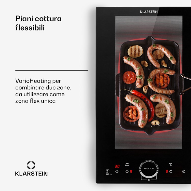 Delicatessa Slim Domino Piano cottura a induzione 3500W timer nero 2 | Nero trasparente