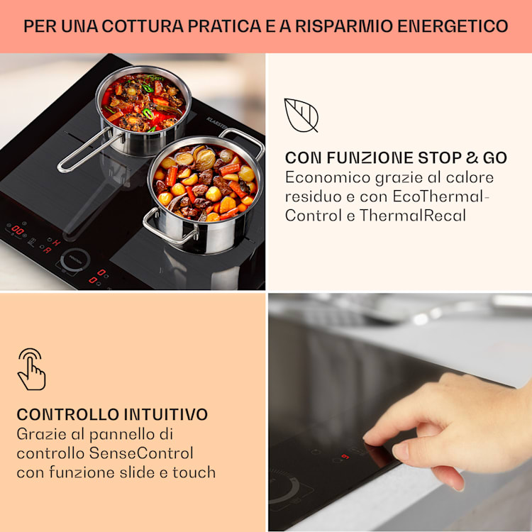 Delicatessa 60 - Piano cottura a induzione da incasso, 4 zone, 7000 W, vetroceramica Nero trasparente