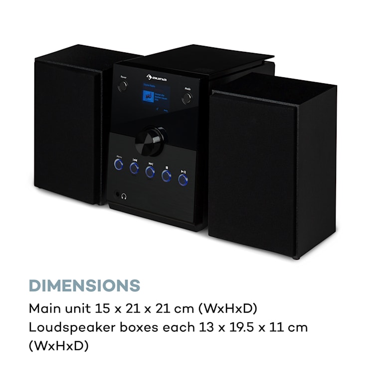 MC-30, DAB mikrosystém, 2 reproduktory, DAB+, FM, bluetooth, CD prehrávač, čierny 