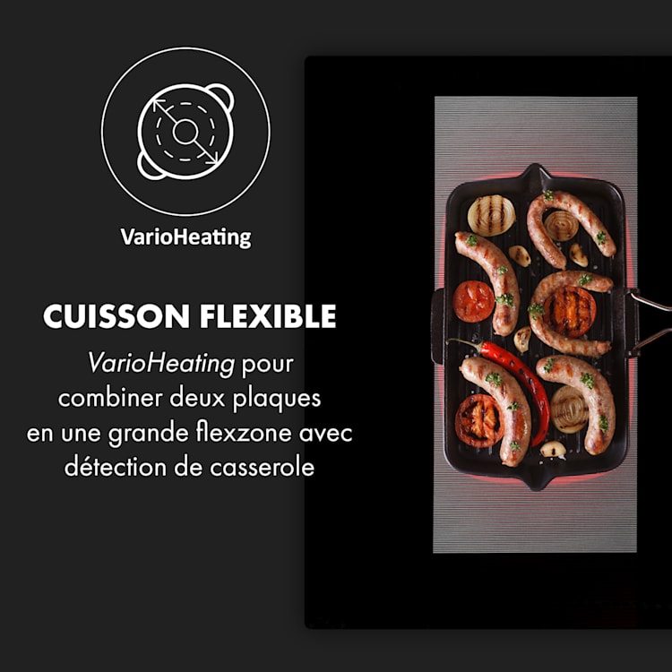 Full House Down Air System Table à induction + hotte classe A+ - noir 77 cm | Noir