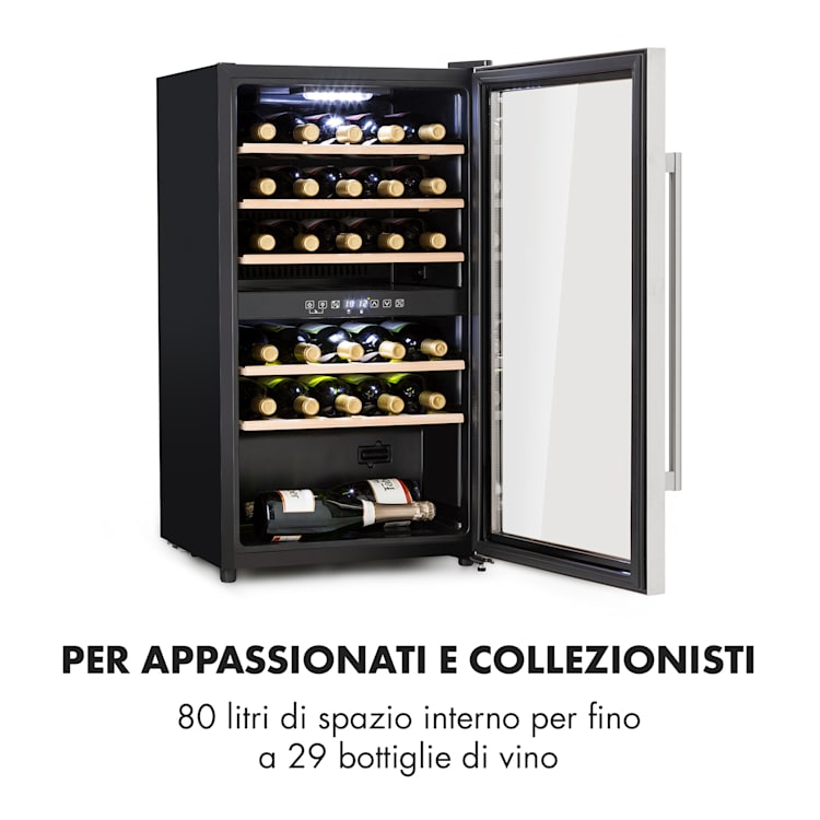 Vinamour 29 Duo - Frigorifero per vini, 2 zone, 80 L/29 bottiglie, 5-22°C,  touch 