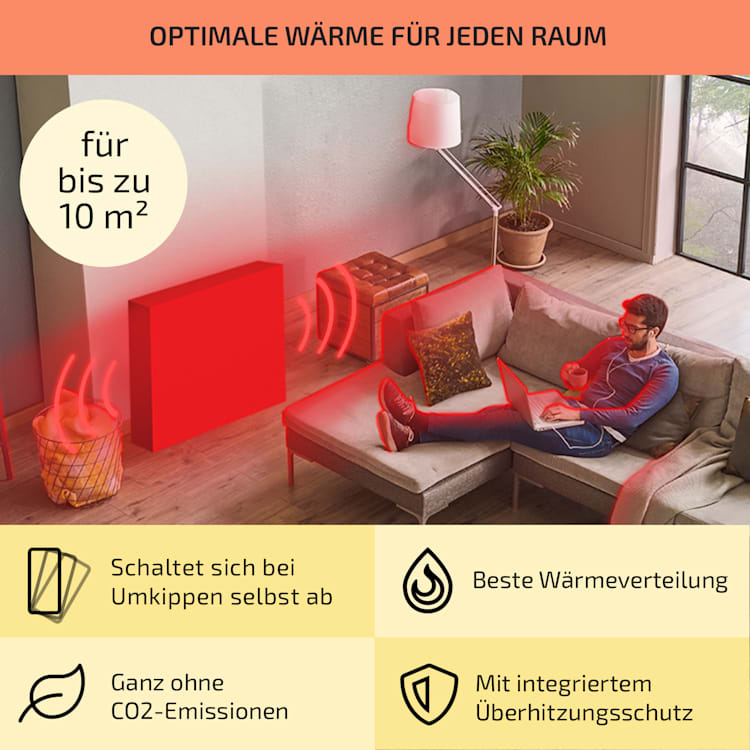 Wallander Ölradiator 800W Thermostat Ölheizung ultraflach schwarz 800 W | Schwarz
