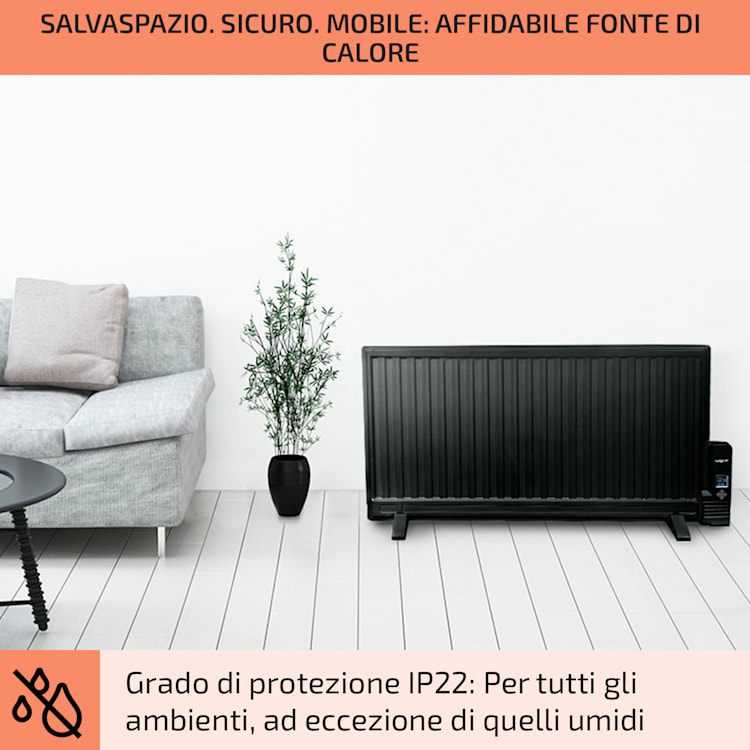 Wallander Stufa a Olio 1000W Termostato Ultrapiatto nero 1000 W | Nero