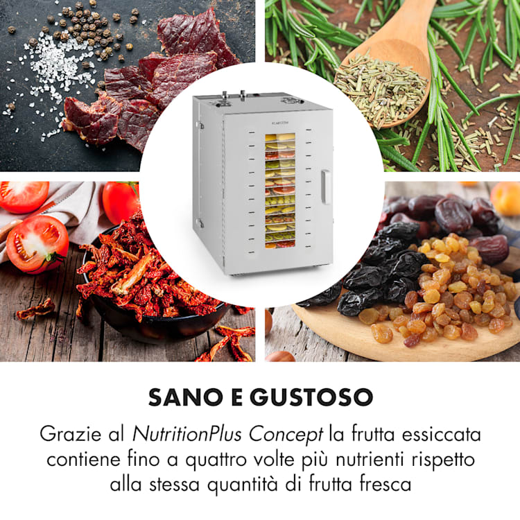 Master Jerky 16 Essiccatore 1500W 40-90 °C timer 15h acciaio inox arge 16 scomparti