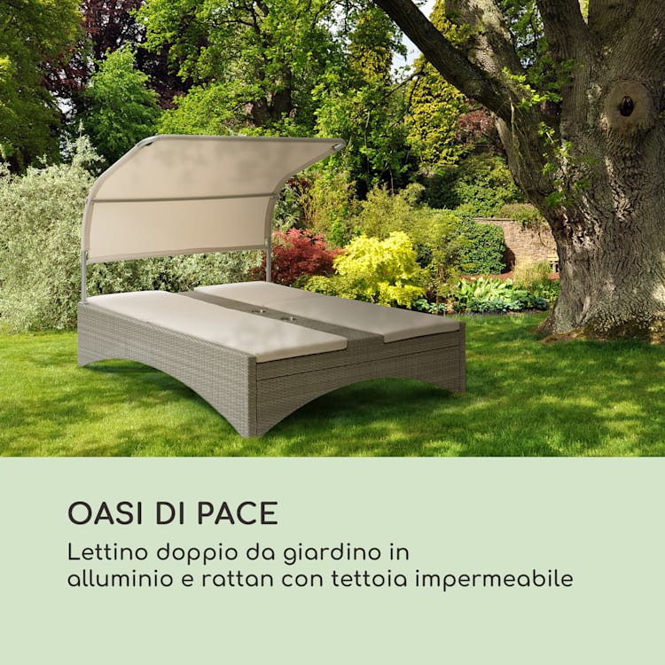 Eremitage Double Lounger lettino da sole per 2 persone in alluminio/rattan talpa Grigio cenere/Sabbia