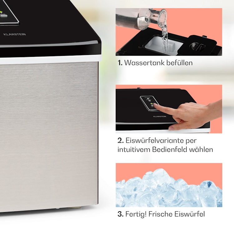 Clearcube Eiswürfelmaschine Klareis 13kg/24h Edelstahl schwarz Edelstahl
