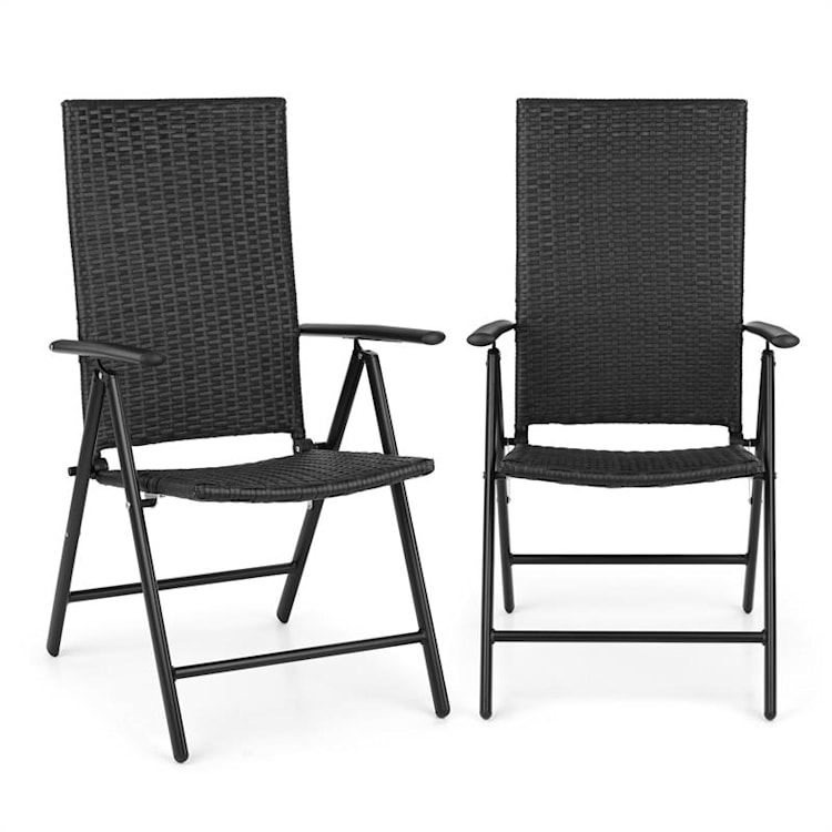 Estoril Sedia da Giardino Polirattan Alluminio 8 Livelli pieghevole nero 