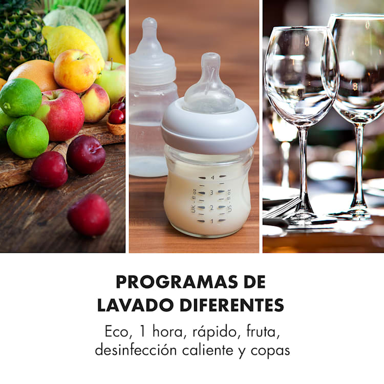 Klarstein Mini Lavavajillas Compacto con 6 Programas, Capacidad 5 l.,  Lavado 360°, Pantalla LED, Táctil l Lavaplatos Pequeño, Portátil, Plata,  Sin Instalación : : Grandes electrodomésticos