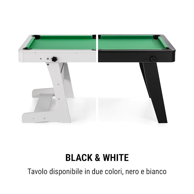 Trickshot Tavolo da Biliardo 140x64,5 16 Bocce 2 Stecche MDF nero Nero
