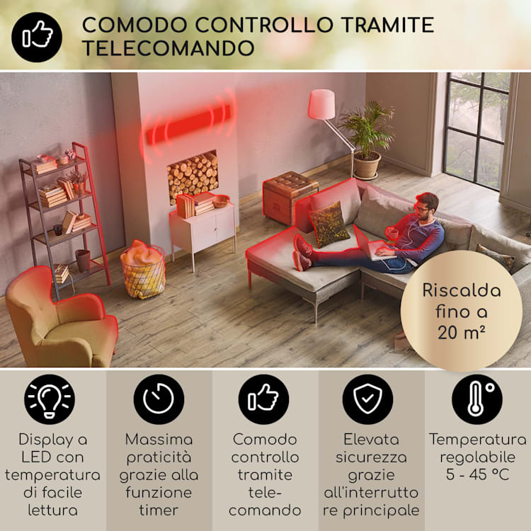 Cosmic Beam Plus XXL riscaldatore radiante a infrarossi 3000W IP44 telecomando 3000 W | Plus XXL | Nero