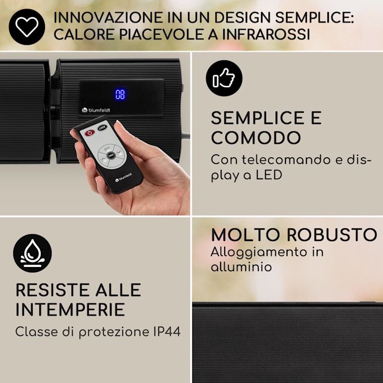 Cosmic Beam Plus XXL riscaldatore radiante a infrarossi 3000W IP44 telecomando 3000 W | Plus XXL | Nero