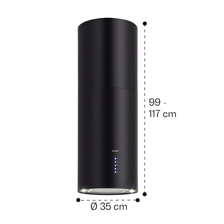 Klarstein Beretta cappa aspirante a isola Ø35cm a ricircolo 650m³/h LED nero Nero