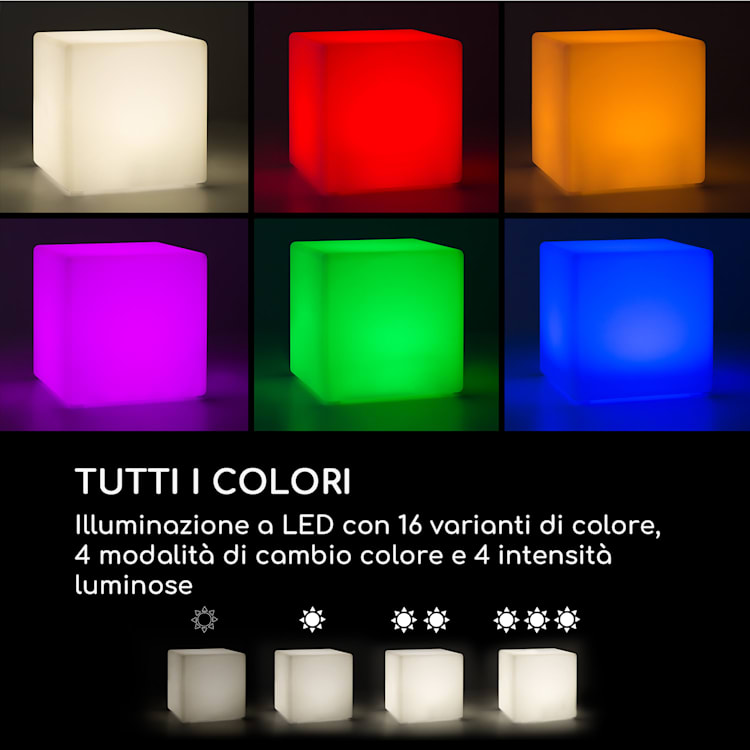 Shinecube XL Cubo Luminoso 40x40x40cm 16 LED a Colori 4 Modalità bianco 