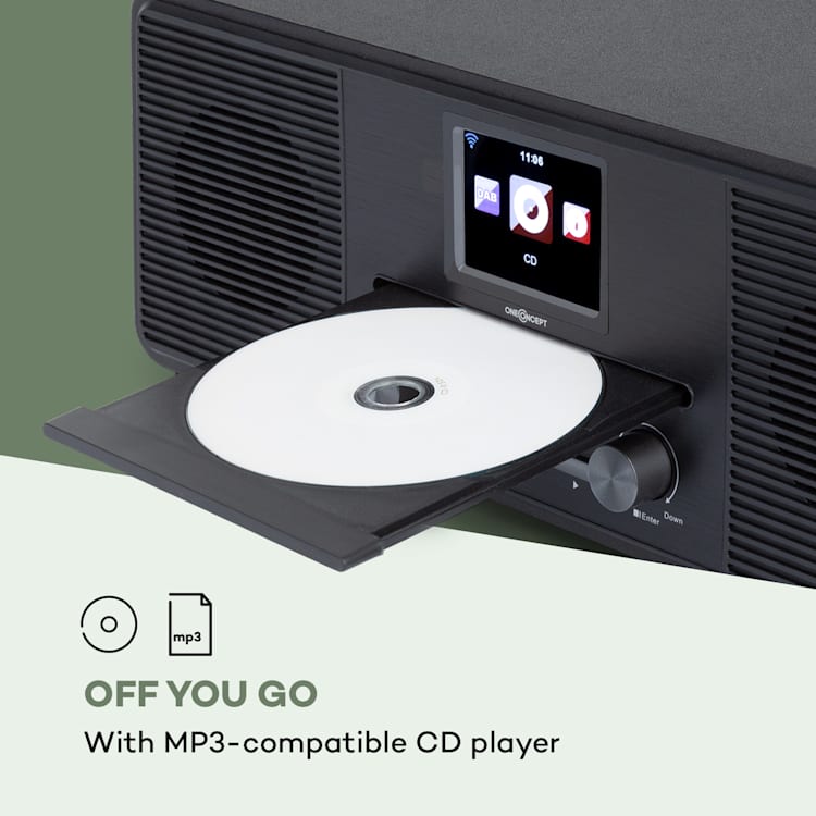 Streamo CD, internetové rádio, 2 x 10 W, WLAN, DAB+, FM, CD prehrávač, BT, čierne 