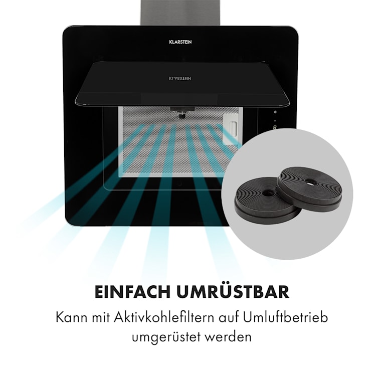 Helena 60 Dunstabzugshaube 595 m³/h LED-Display schwarz 