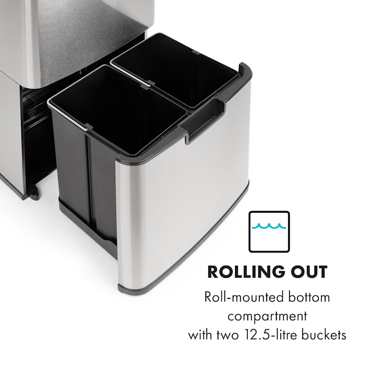 Touchless Rubbish Collector Sensor 72L 4 Containers ABS / PP / Stainless Steel Silver Metallic