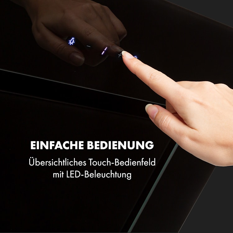 Sofia 60 Dunstabzugshaube kopffrei 300 m³/h Touch-Control Glasfront 60 cm | Schwarz