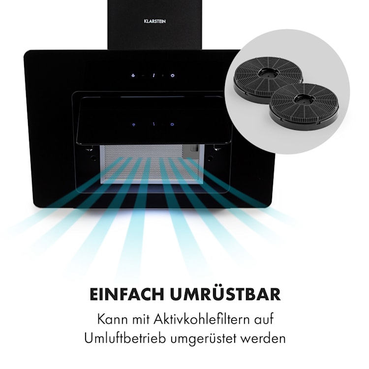 Sofia 60 Dunstabzugshaube kopffrei 300 m³/h Touch-Control Glasfront 60 cm | Schwarz