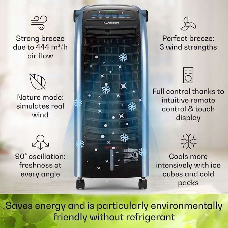 Maxfresh Ocean Ventilator Luftkühler 6L 65W Fernbedienung 2x Eispack  444 m³/h | Nein | Schwarz / blau