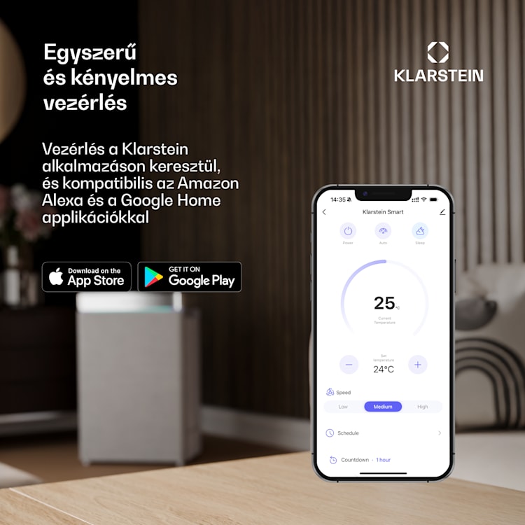 Kraftwerk Smart 12K, mobil klíma, 3 az 1-ben, 12 000 BTU, irányítás alkalmazás által, fehér 