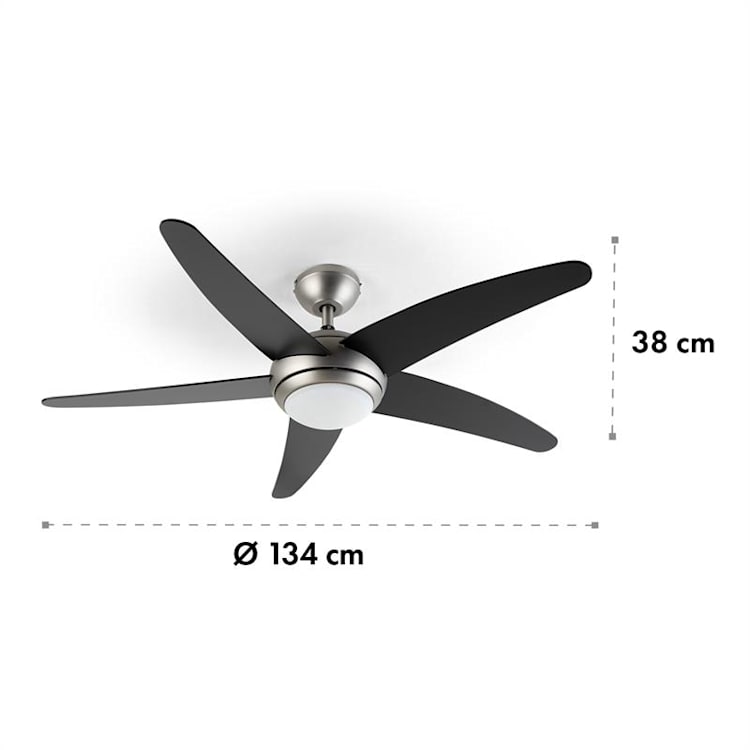 Bolero ventilatore da soffitto 2 in 1 134cm lampada 55W telecomando nero 