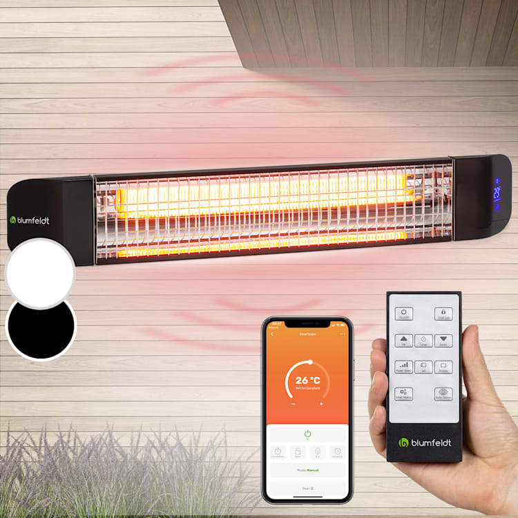 Smartwave Infrarot-Heizstrahler Carbonröhre 2400W WiFi Appsteuerung Schwarz