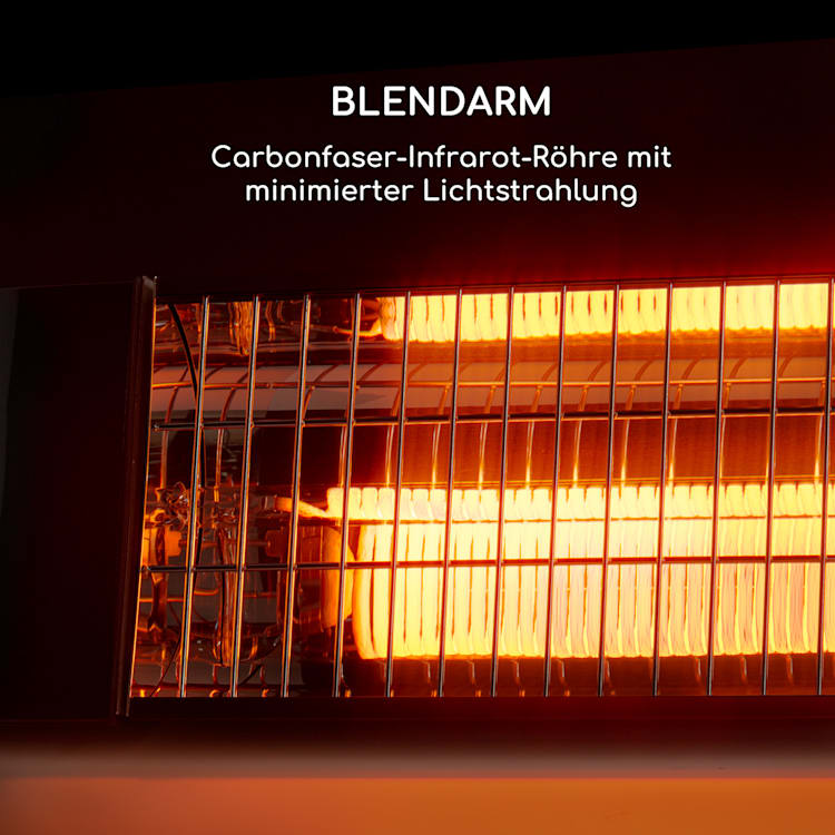 Smartwave Infrarot-Heizstrahler Carbonröhre 2400W WiFi Appsteuerung Schwarz