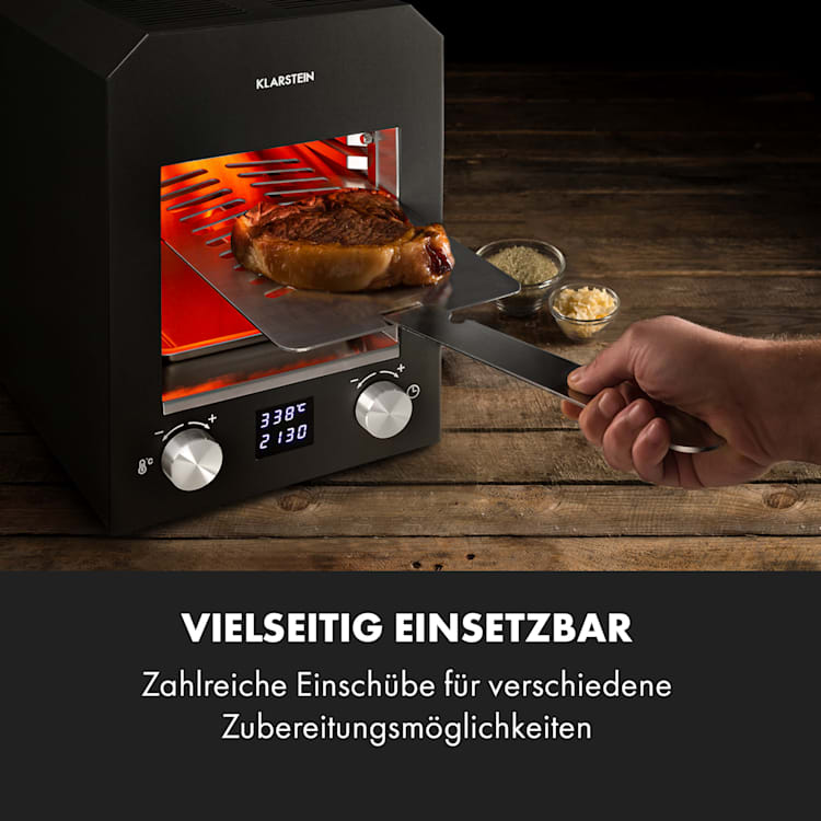 Hannibal Hochtemperaturgrill Indoor 2.200W 850°C Edelstahl schwarz Schwarz