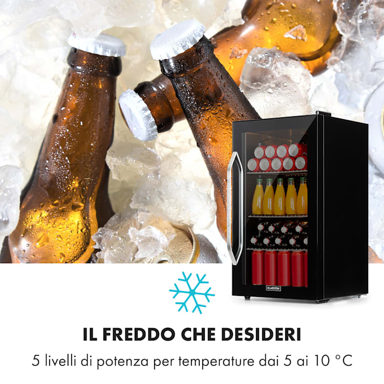 Beersafe XXL Onyx - Frigorifero, 80 litri, 3 ripiani, sportello panoramico in vetro 80 Ltr | Nero