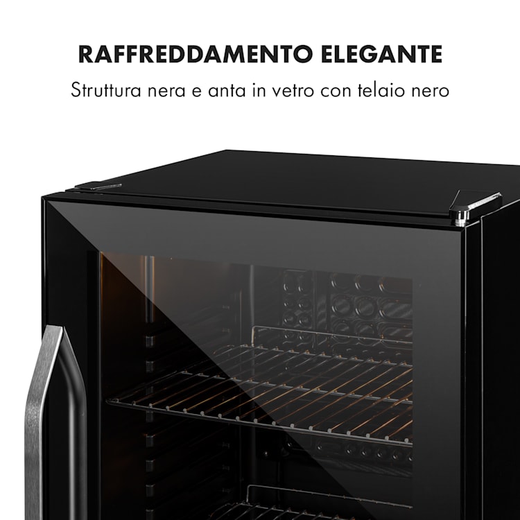 Beersafe XXL Onyx - Frigorifero, 80 litri, 3 ripiani, sportello panoramico in vetro 80 Ltr | Nero