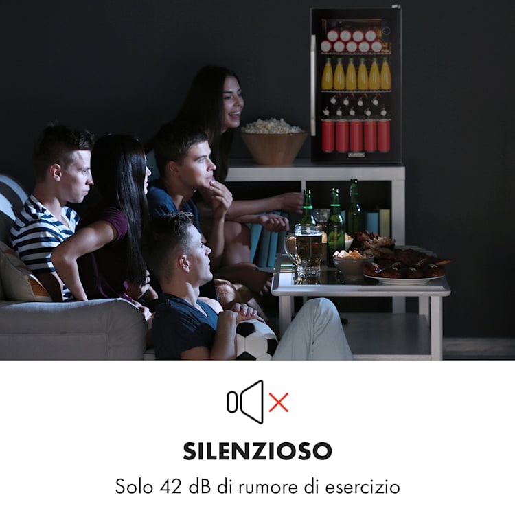 Beersafe XXL Onyx - Frigorifero, 80 litri, 3 ripiani, sportello panoramico in vetro 80 Ltr | Nero
