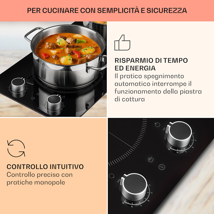 Kochheld Piano Cottura a Induzione Doppio 2900W Manopola Vetro nero 2