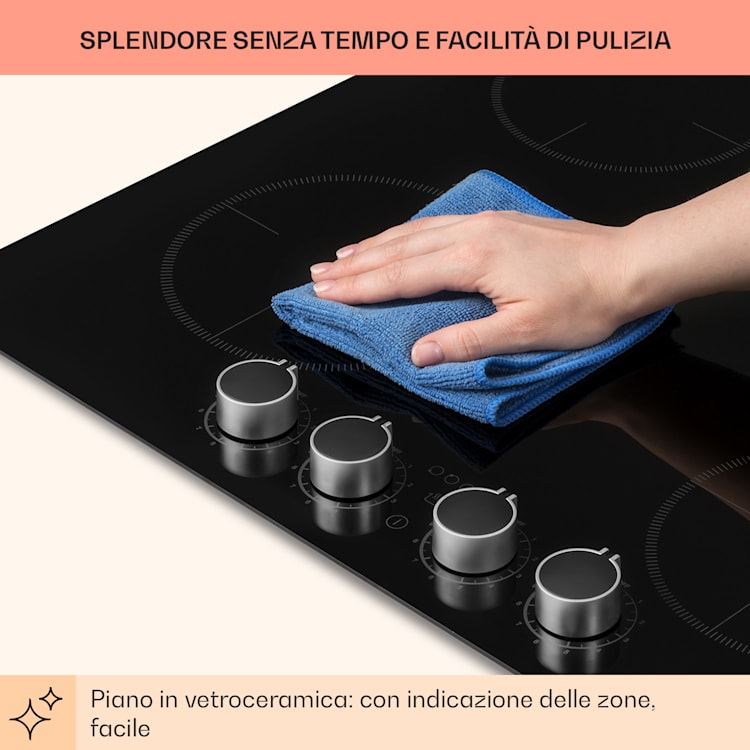 Kochheld Piano Cottura a Induzione a 4 Zone 6000W Manopola Vetro nero 4